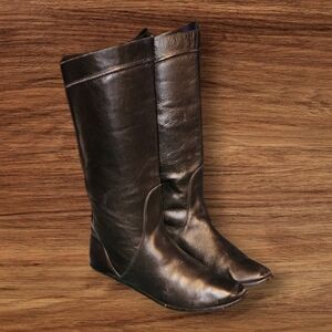 Women Vintage Leather Black Boots By Dingo Size 7.5M